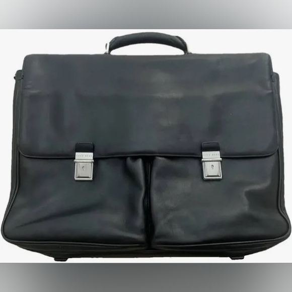 Y2K Hugo Boss Black Nylon With Faux Leather Trim Laptop Briefcase/ Messenger Bag